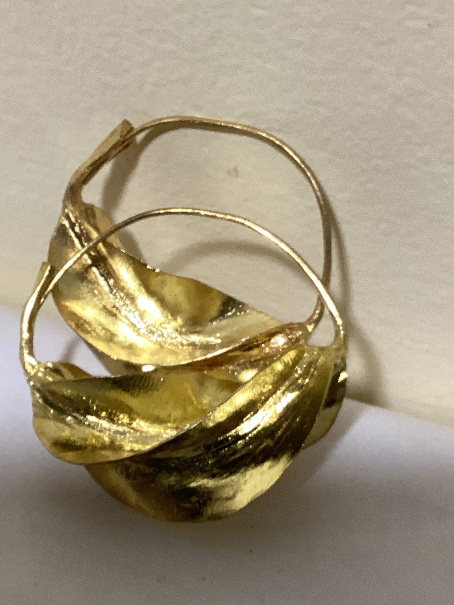 Hoop gold leaf earrings. Large