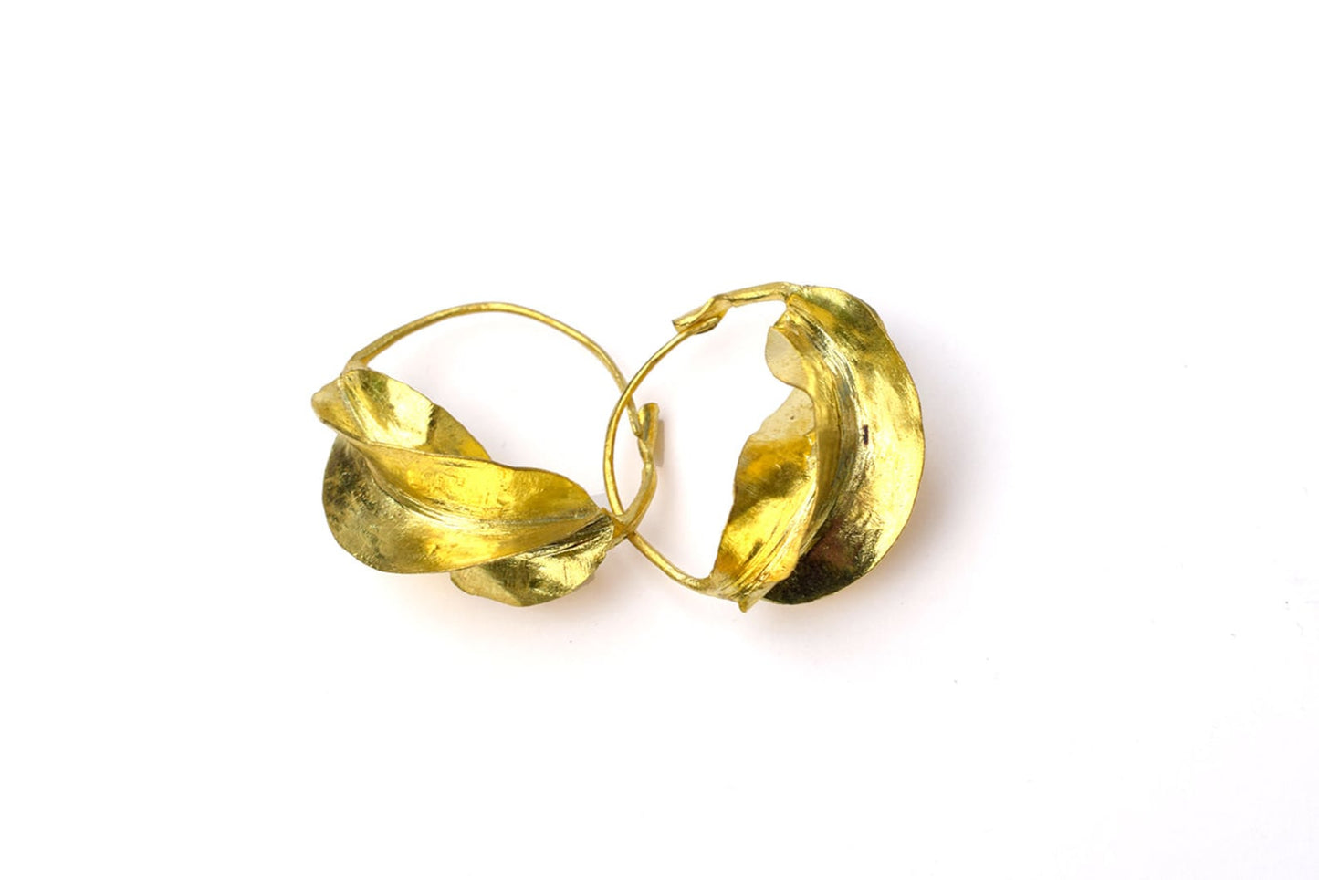 Hoop gold leaf earrings. Large