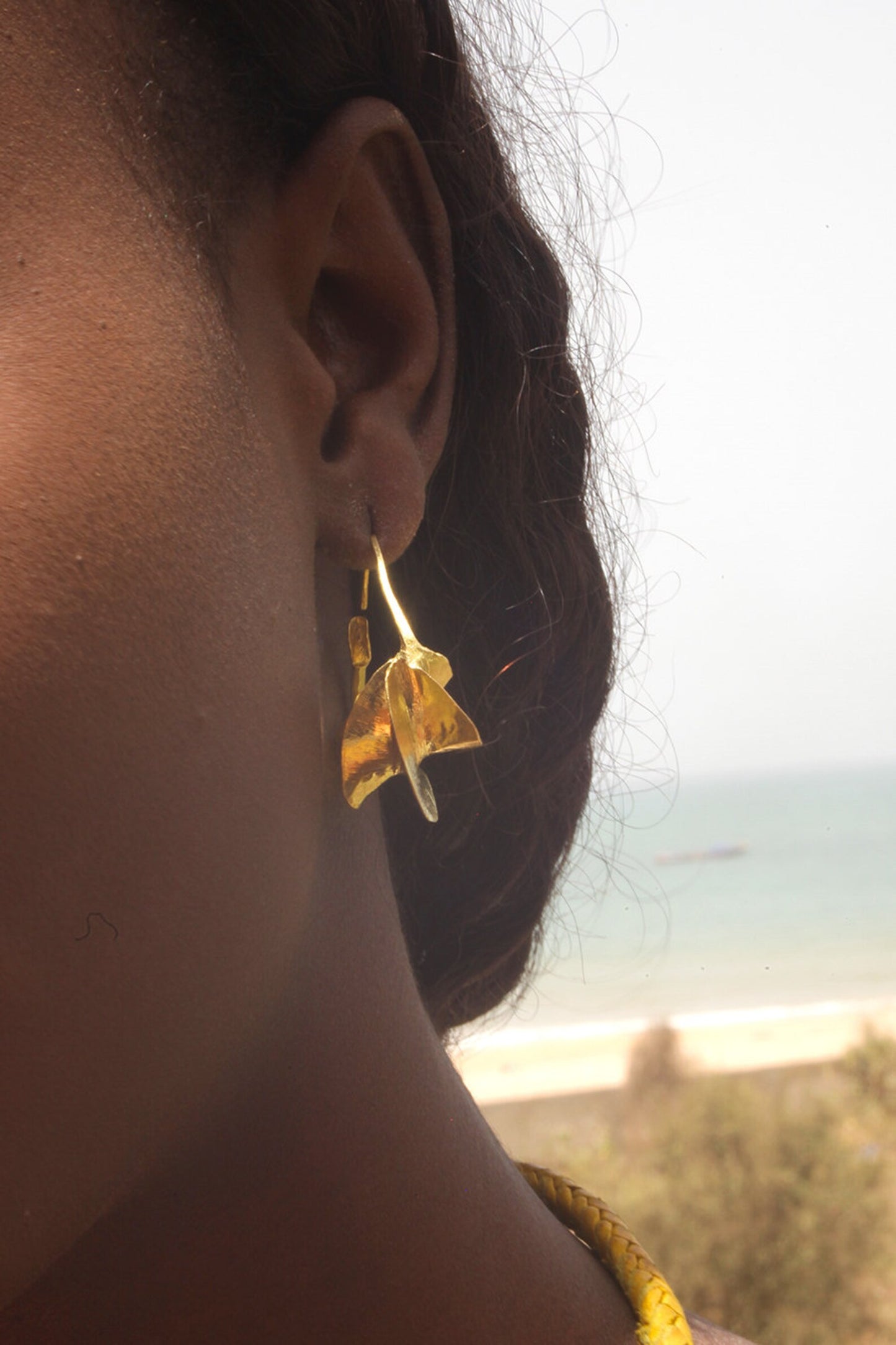 Hoop gold leaf earrings. Large