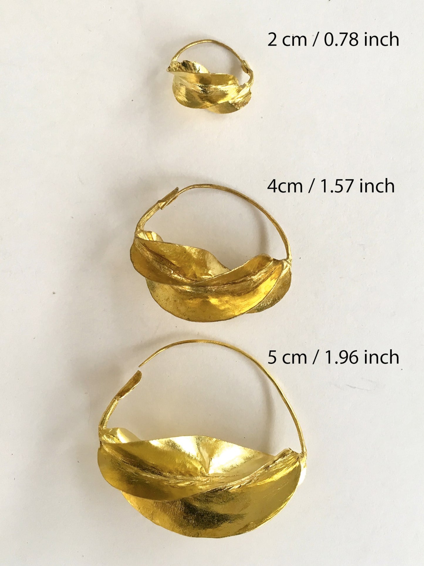 Hoop gold leaf earrings. Large